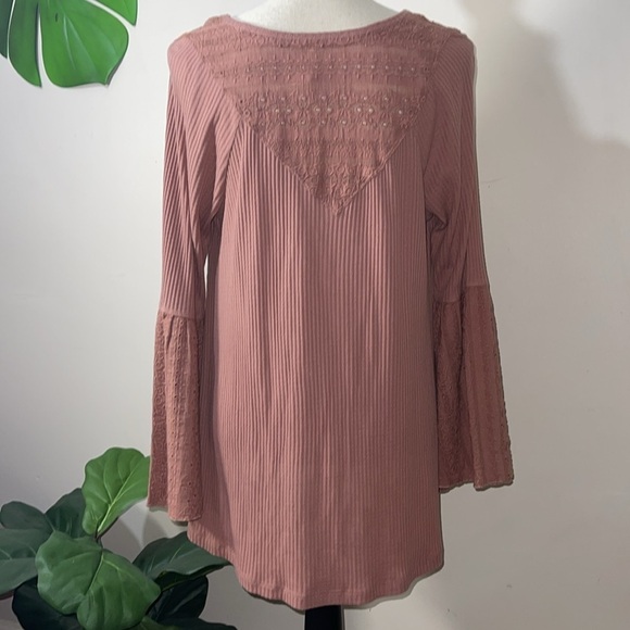 Free People Parisian Nights Thermal Henley Top in Sayluita / Desert Rose Sz. S - Picture 8 of 14